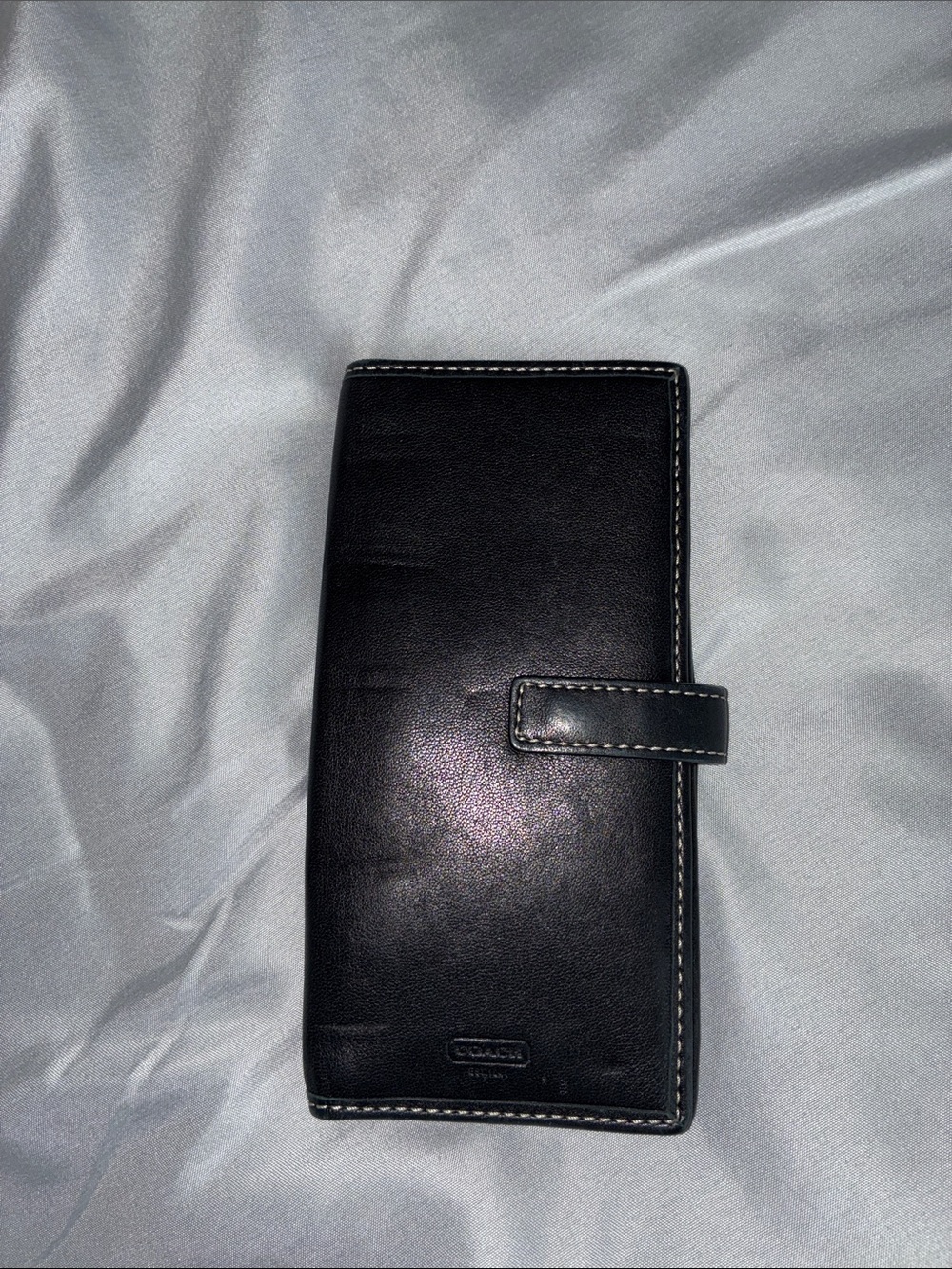Coach Black Leather Card & Key Holder with Snap Strap
